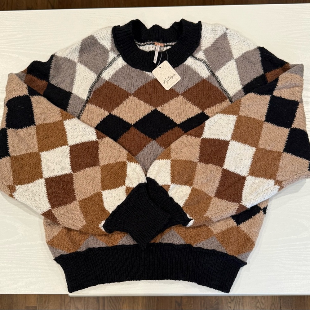 FP Movement by Free People Riley Pattern Pullover Argyle Sweater